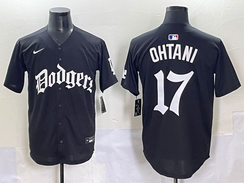 Men 2025 Los Angeles Dodgers #17 Ohtani Black Seventh generation Joint Name Nike MLB Jersey style 1